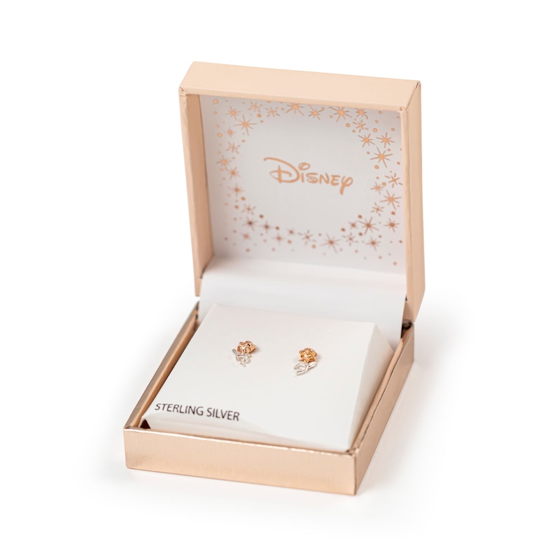 Main Image 3 of Disney Beauty & The Beast Rose Gold Plated Sterling Silver Earrings