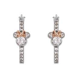 Disney Sterling Silver Crystal Minnie Mouse Hoop Earrings