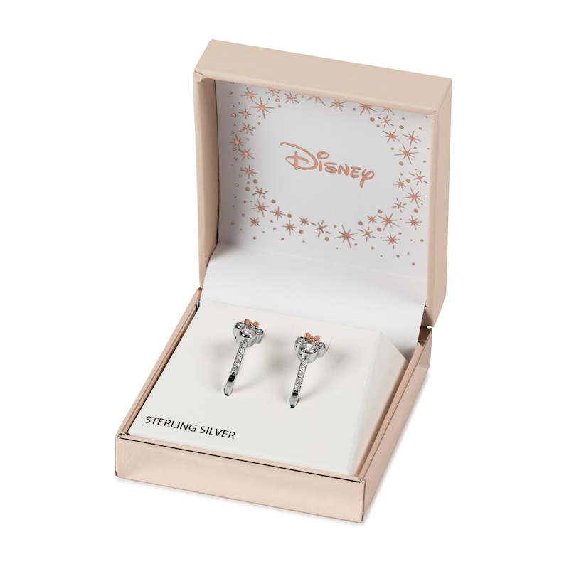 Main Image 2 of Disney Sterling Silver Crystal Minnie Mouse Hoop Earrings