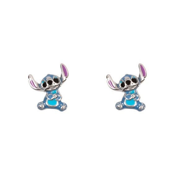 Disney Lilo & Stitch Sterling Silver Blue Enamel Earrings