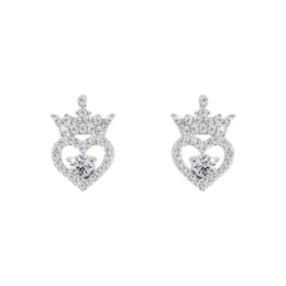 Disney Sterling Silver Cubic Zirconia Crown & Heart Earrings