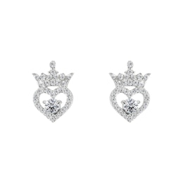 Disney Sterling Silver Cubic Zirconia Crown & Heart Earrings