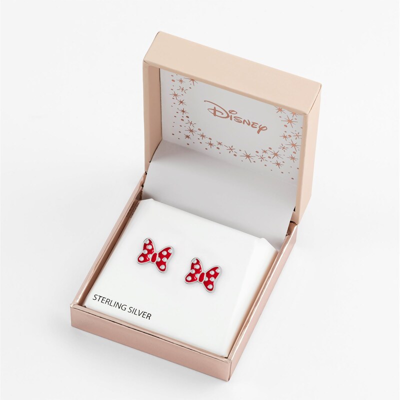 Disney Sterling Silver & Enamel Minnie Bow Stud Earrings