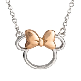 Disney Sterling Silver & Rose Gold Plated Minnie Mouse Necklace