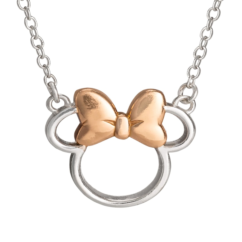 Disney Silver & Rose Gold Plated Minnie Mouse Necklace