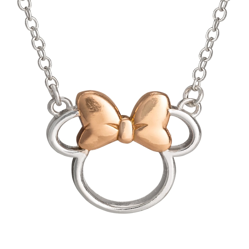 Main Image 1 of Disney Sterling Silver & Rose Gold Plated Minnie Mouse Necklace
