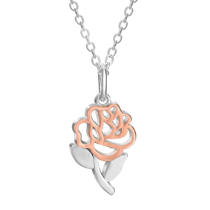 Main Image 1 of Disney Beauty & The Beast Two-Tone Rose Sterling Silver Pendant