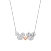Thumbnail Image 1 of Disney Sterling Silver CZ Pavé Mickey & Minnie Mouse Heart Necklace