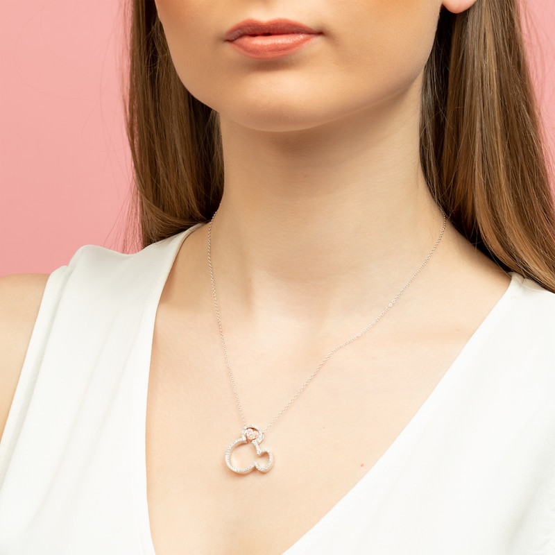 Main Image 4 of Disney Sterling Silver Pink Crystal Minnie Mouse Pendant
