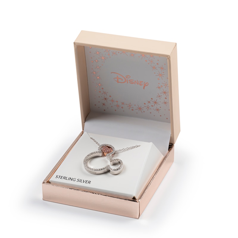 Main Image 5 of Disney Sterling Silver Pink Crystal Minnie Mouse Pendant