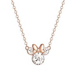 Disney Rose Gold Plated Sterling Silver Crystal Minnie Mouse Necklace