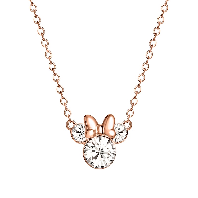 Main Image 1 of Disney Rose Gold Plated Sterling Silver Crystal Minnie Mouse Necklace