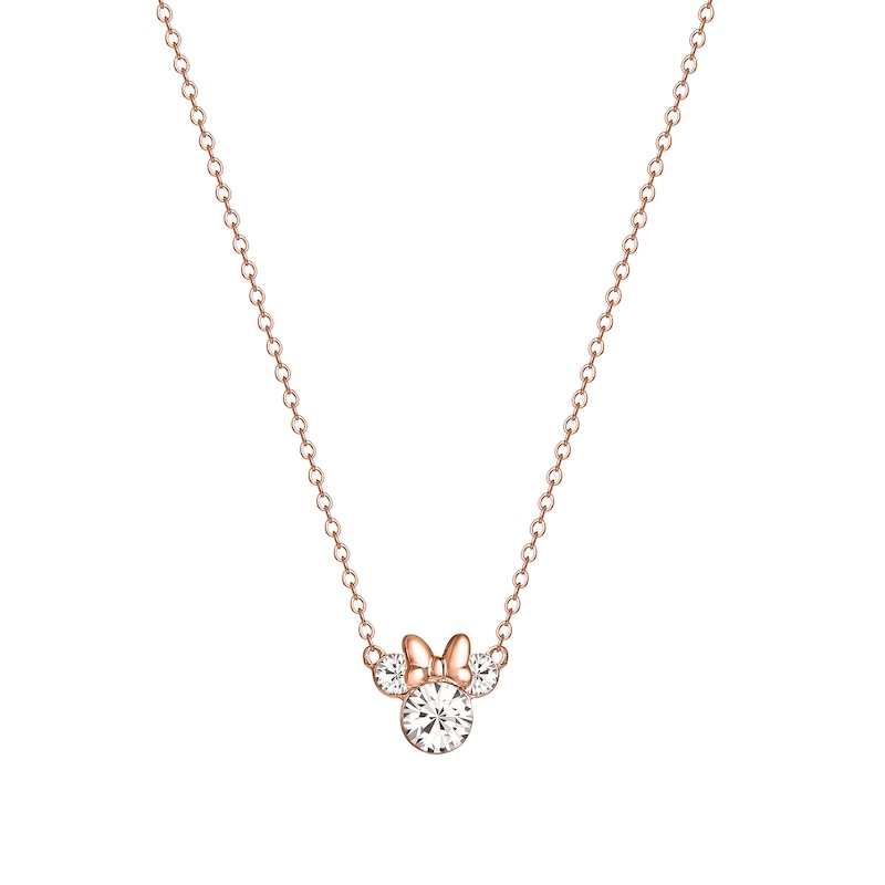 Disney Rose Gold Plated Silver Crystal Minnie Mouse Necklace