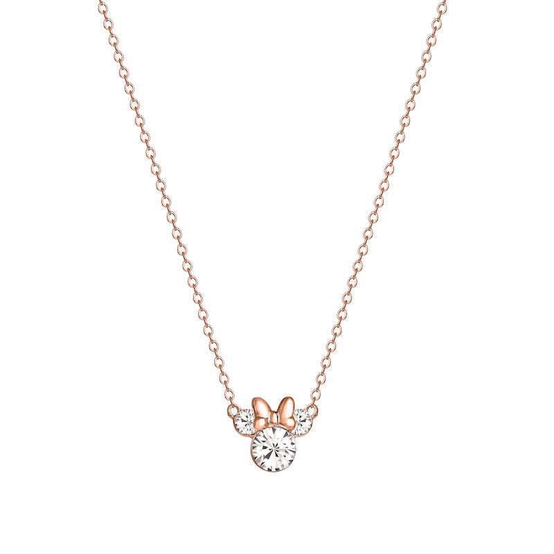 Main Image 3 of Disney Rose Gold Plated Sterling Silver Crystal Minnie Mouse Necklace