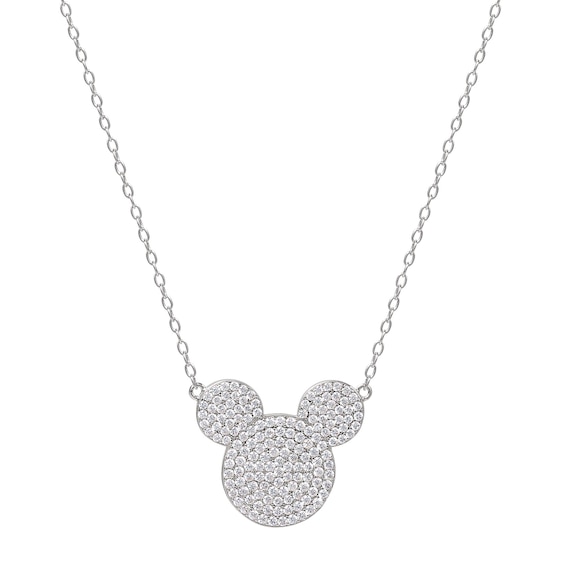 Disney Sterling Silver Cubic Zirconia Pave Mickey Mouse Neck