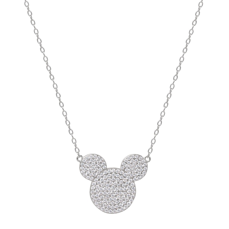 Main Image 1 of Disney Sterling Silver Cubic Zirconia Pavé Mickey Mouse Necklace