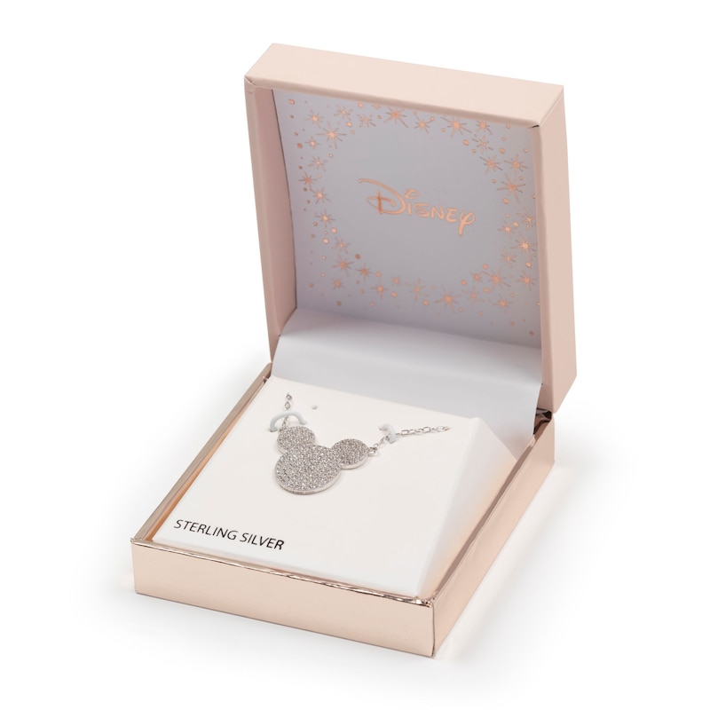 Main Image 2 of Disney Sterling Silver Cubic Zirconia Pavé Mickey Mouse Necklace