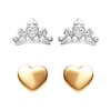 Thumbnail Image 0 of Disney Princess Silver CZ Crown & Heart Stud Earrings Set