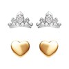 Thumbnail Image 1 of Disney Princess Sterling Silver CZ Crown & Heart Stud Earrings Set