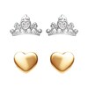 Thumbnail Image 0 of Disney Princess Silver CZ Crown & Heart Stud Earrings Set