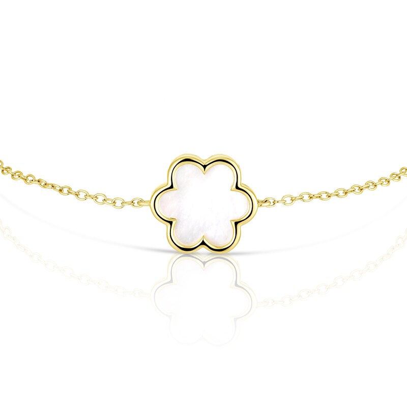 Sterling Silver & 18ct Gold Plated Vermeil MOP Flower Drop Bracelet