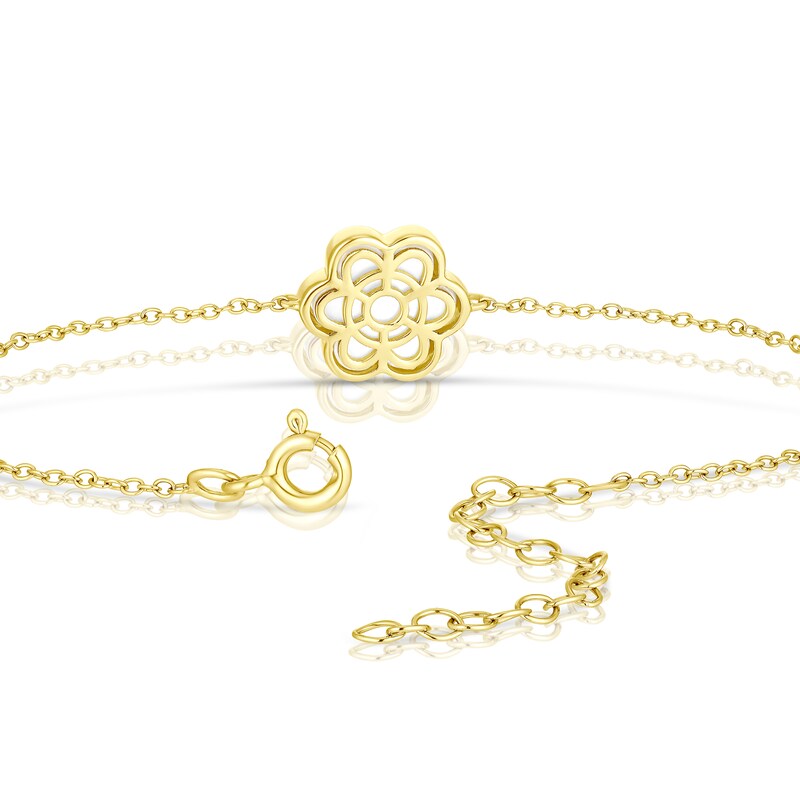 Sterling Silver & 18ct Gold Plated Vermeil MOP Flower Drop Bracelet