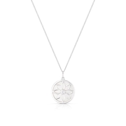 Silver Mother Of Pearl & CZ Double Sided Circle Necklace
