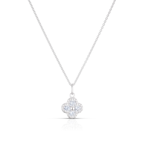 Sterling Silver Cubic Zirconia Clover Necklace
