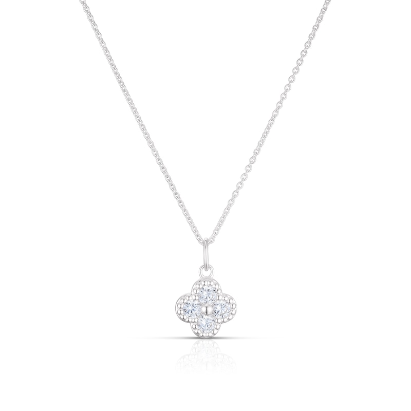 Main Image 1 of Sterling Silver Cubic Zirconia Clover Necklace
