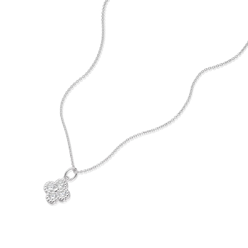 Main Image 2 of Sterling Silver Cubic Zirconia Clover Necklace
