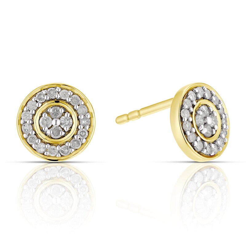 Main Image 1 of Sterling Silver & 18ct Gold Plated Vermeil 0.20ct Diamond Circle Earrings