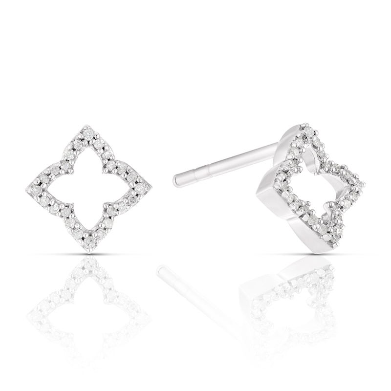 Sterling Silver 0.10ct Diamond Open Clover Stud Earrings