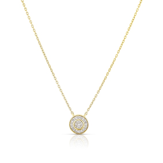Sterling Silver and 18ct Gold Plated Vermeil 0.10ct Diamond Circle Pendant