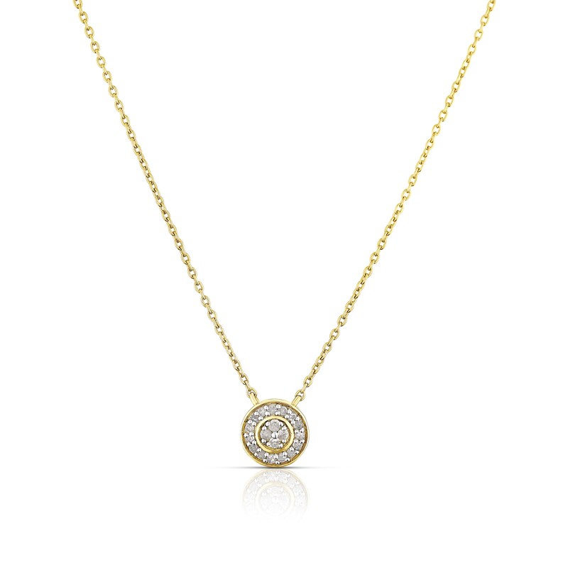 Main Image 1 of Sterling Silver & 18ct Gold Plated Vermeil 0.10ct Diamond Circle Pendant