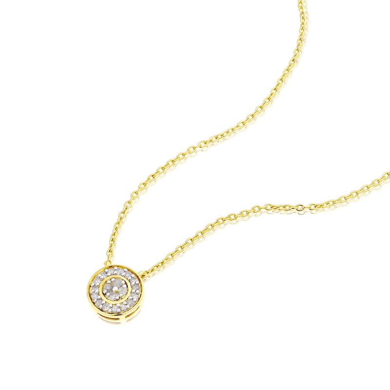 Main Image 2 of Sterling Silver & 18ct Gold Plated Vermeil 0.10ct Diamond Circle Pendant