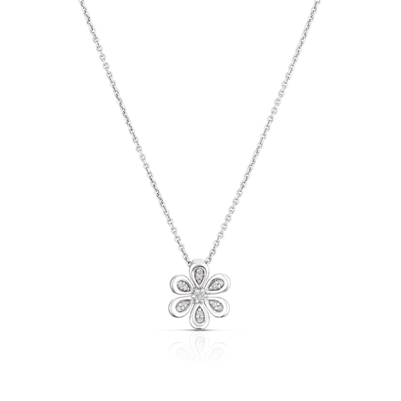 Sterling Silver 0.08ct Diamond Flower Pendant