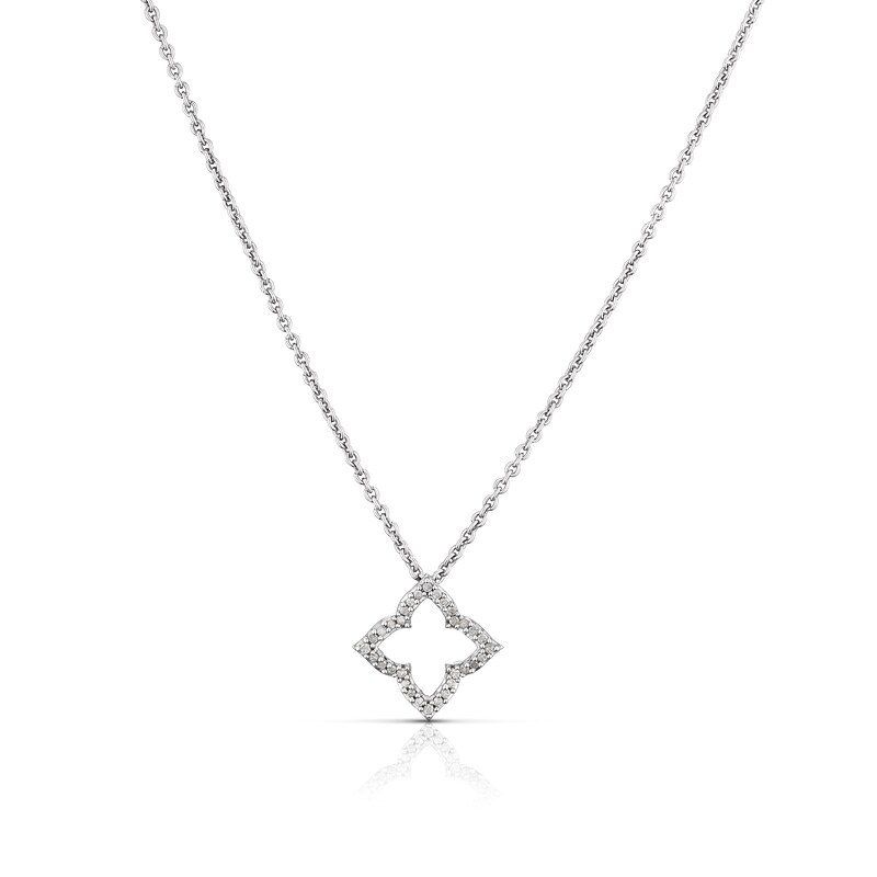 Main Image 1 of Sterling Silver 0.08ct Diamond Clover Pendant