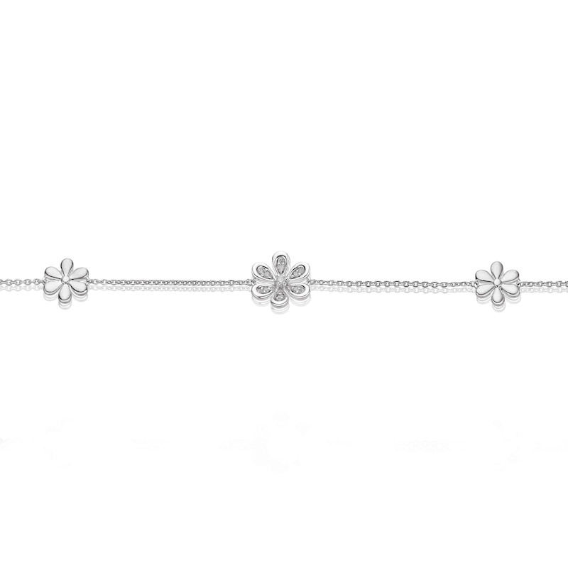 Sterling Silver 0.08ct Diamond Flower Bracelet