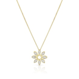 9ct Yellow Gold 0.05ct Diamond Flower Pendant