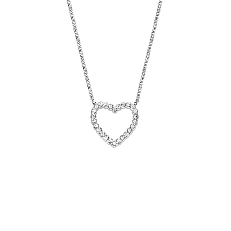 Fossil Sadie Open Hearted Stainless Steel Chain Necklace