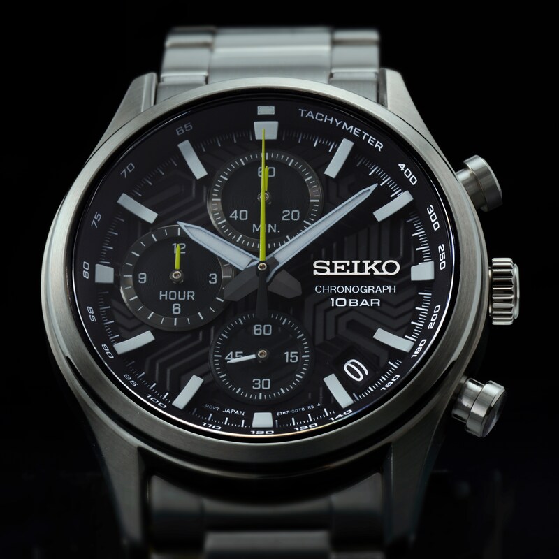 Seiko Black Urban Sports Men's Steel Bracelet Watch