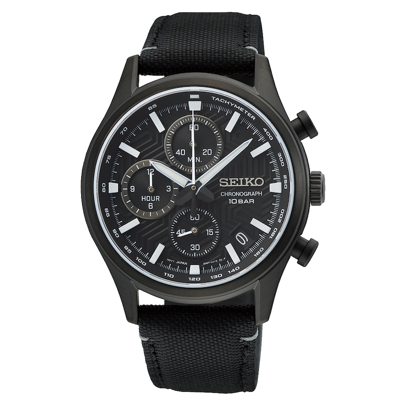 Seiko Black Urban Sports Black Nylon Strap Watch