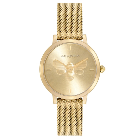 Olivia Burton Women's Ultra Slim Bees Mesh Bracelet Watch