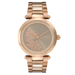Olivia Burton Ladies' T-Bar Florals Rose Gold Tone Watch