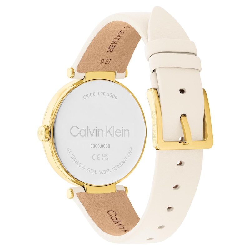 Main Image 3 of Calvin Klein Ladies' Silver Dial White Leather Strap Watch
