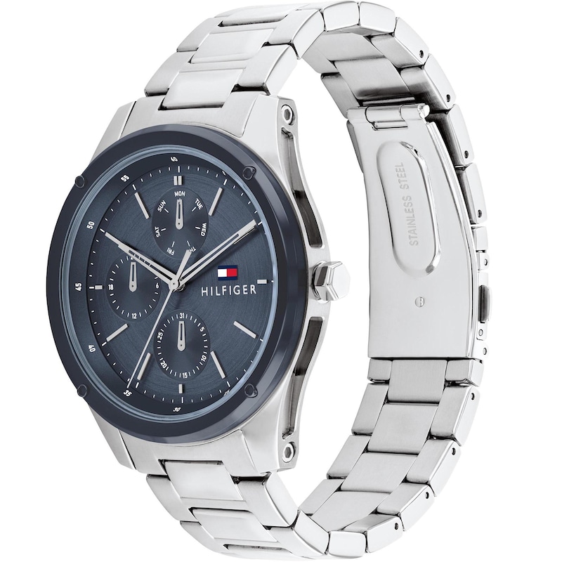 Tommy Hilfiger Men's Blue Dial Tyler Stainless Steel Watch