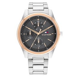 Tommy Hilfiger Men's Black Dial Tyler Stainless Steel Watch
