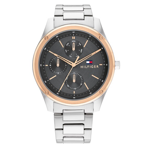 Tommy Hilfiger Men's Black Dial Tyler Stainless Steel Watch H.Samuel