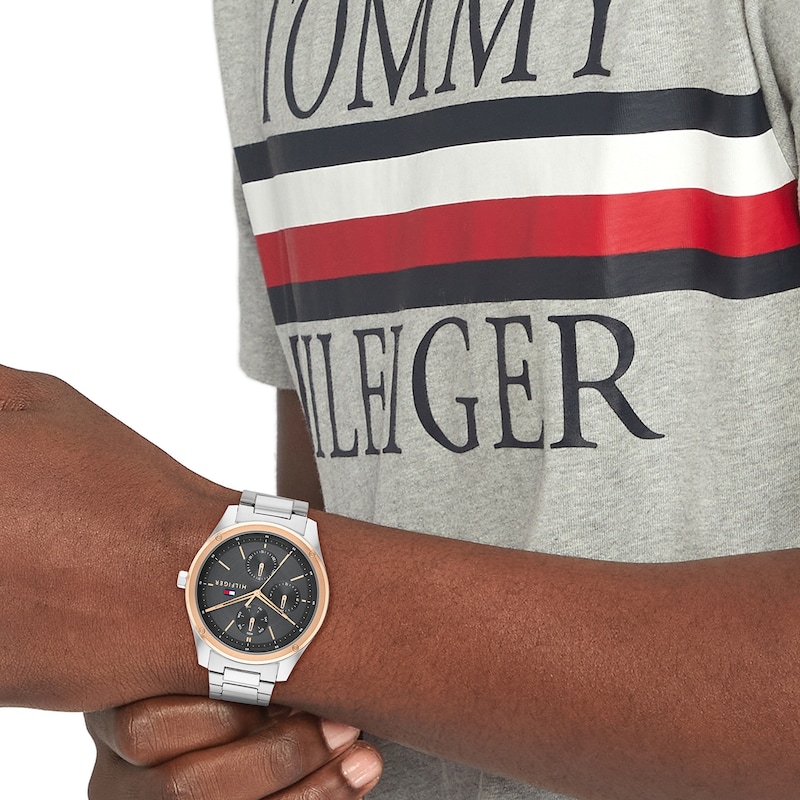 Tommy Hilfiger Men's Black Dial Tyler Stainless Steel Watch