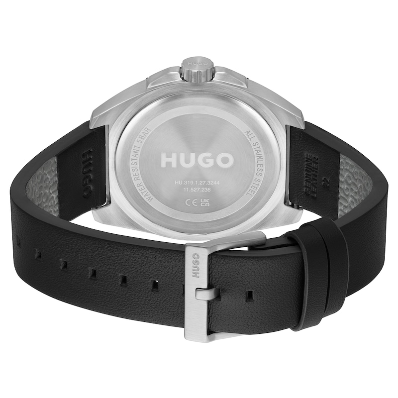 Main Image 2 of HUGO #VISIT Men's Black Leather Strap Watch